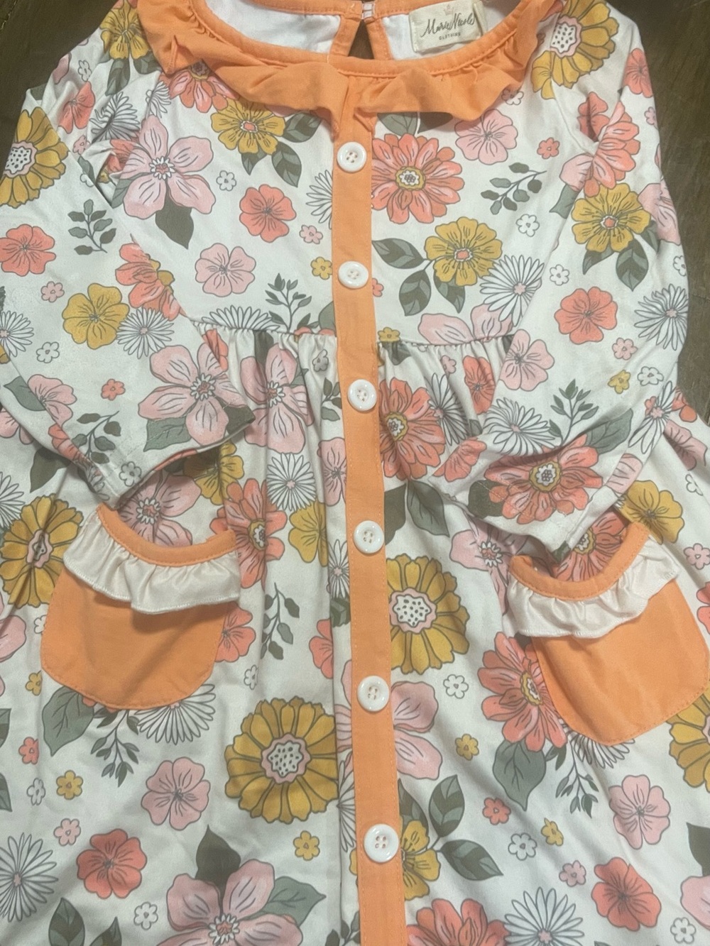 Mason & Belle Orange Floral Button-Front Girls' Top